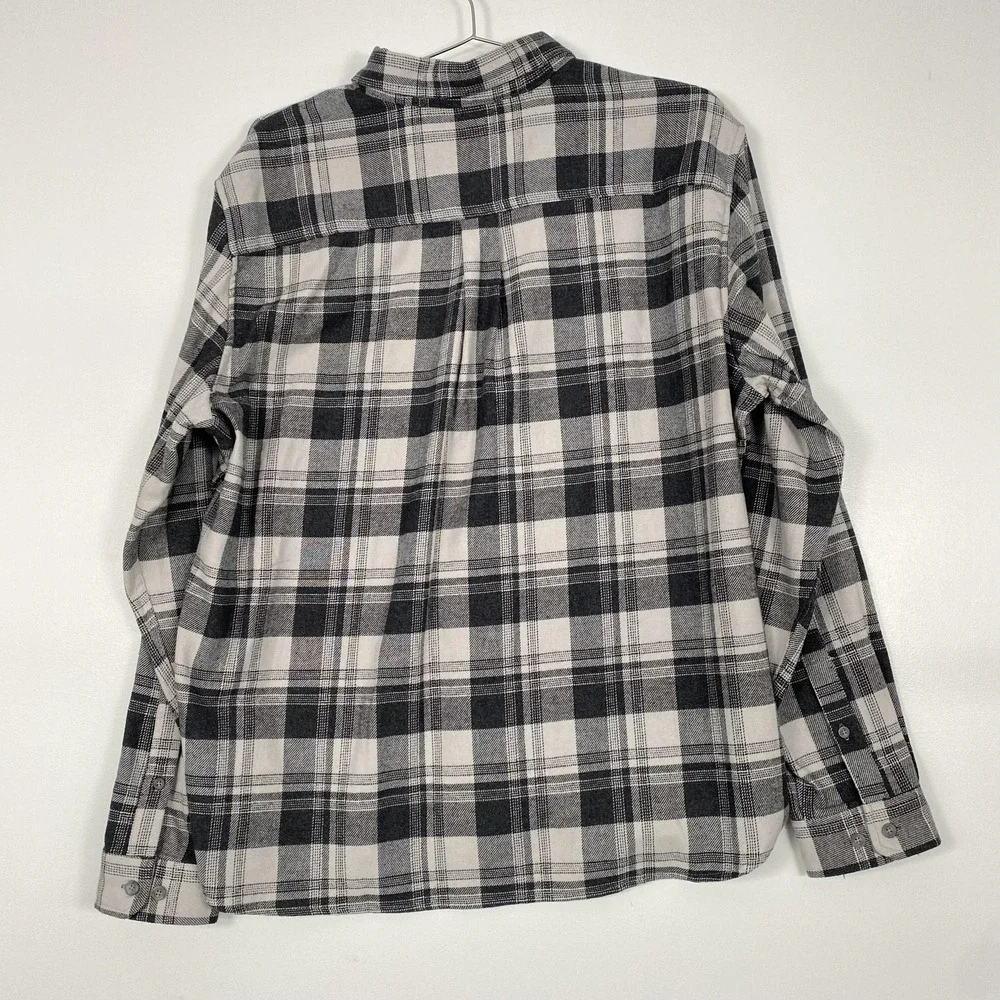 NWT Eddie Bauer Shirt Mens 2XL Gray Plaid Supersoft Stretch Flannel Button Front